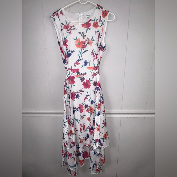 Calvin Klein Floral Midi Dress - White and Pink Floral - Picture 7 of 13